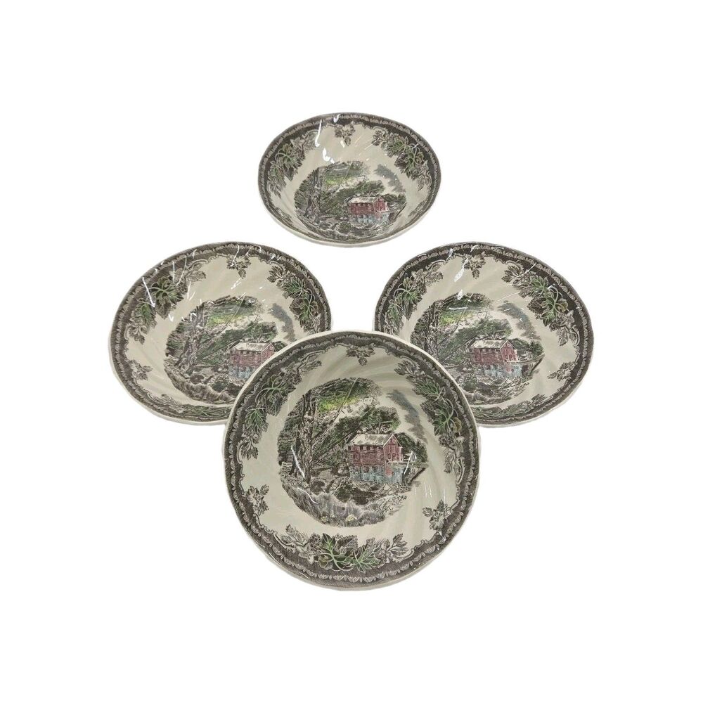 Johnson Brothers Friendly Village Cereal Salad Bowls 6" Set / 4 Brown England